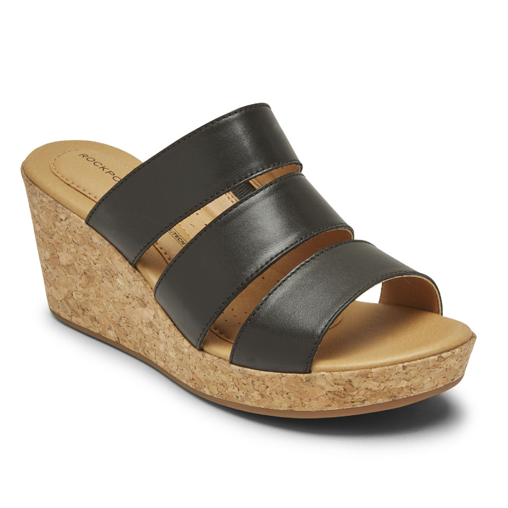 Rockport Singapore Womens Slides - Lyla Banded Black - OF9542786